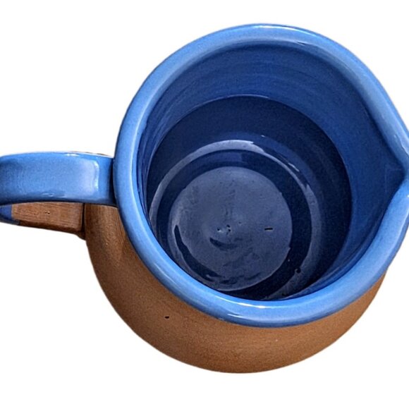 Vintage 6" Himark Terra-Cotta Pitcher Top & Interior Blue Glazed Italy - Picture 8 of 10